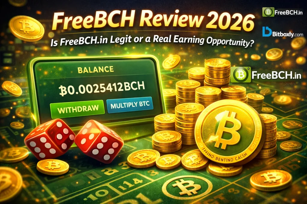 FreeBCH Review 2026 showing how to earn free Bitcoin Cash using faucet games and rewards